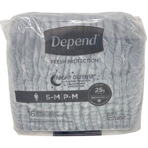 Depend Night Defense Underwear S/M 16 Ct for men Fresh Protection Maximum Absorb